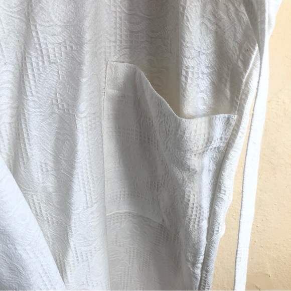 100% White Cotton Wrap Robe Tassel Collar Vintage Blueberry Lane Cottagecore - Picture 11 of 11